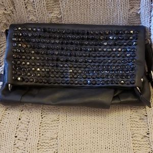 Black purse crossbody w black rhinestones